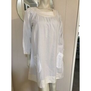 rag and bone NY Handmade Simple Pull-Over White & Cream Cotton Tunic Dress SM